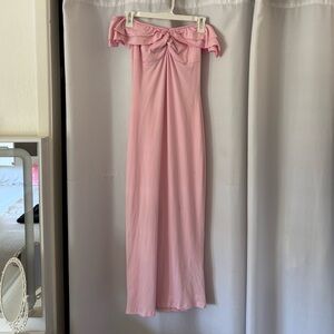 SHEIN Pink Off the Shoulder Midi Dress